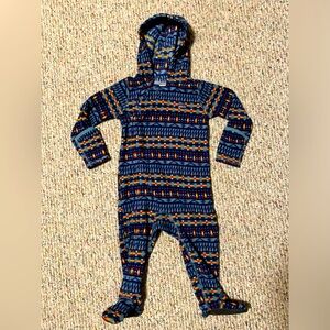 Patagonia Blue and Orange Kids Hooded Onesie